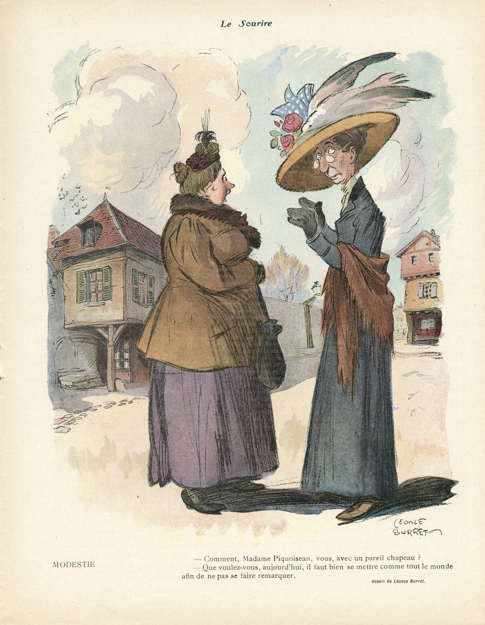 Illustrasjon av Leonce Burret (1865-1915) i Le Smile, nr. 19, 08/05/13 - Mote, hatt av Leonce Burret