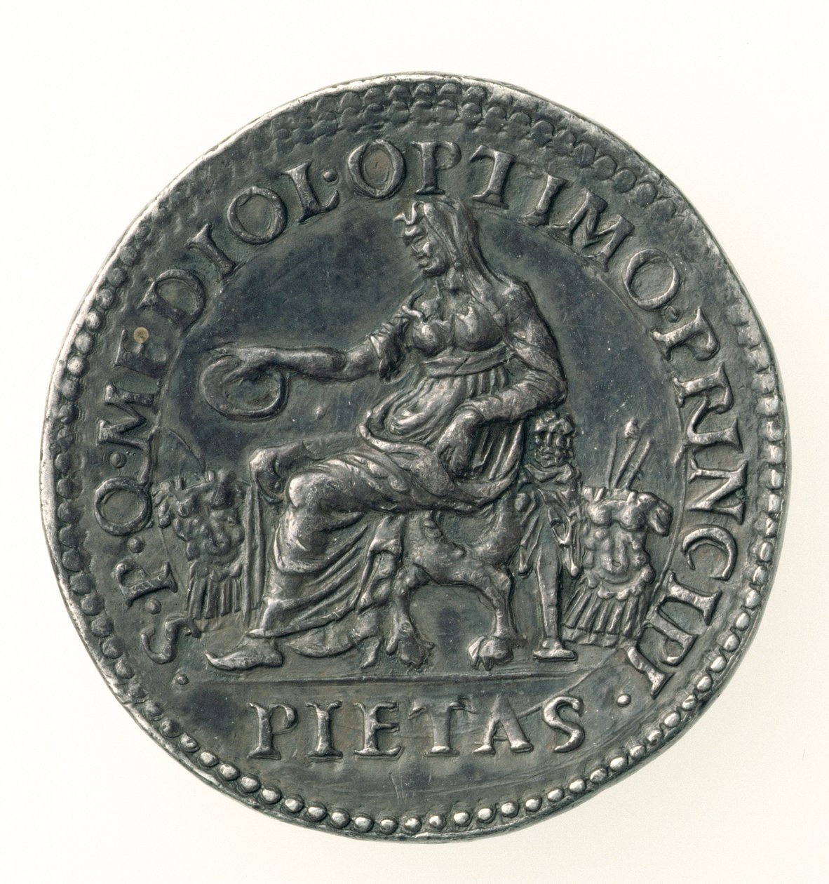 Testone av Charles V (1500-58) hertug av Milano, gravert av Dye, 1535-56 (revers) (sølv) (for forside se 168054) av Leone Leoni