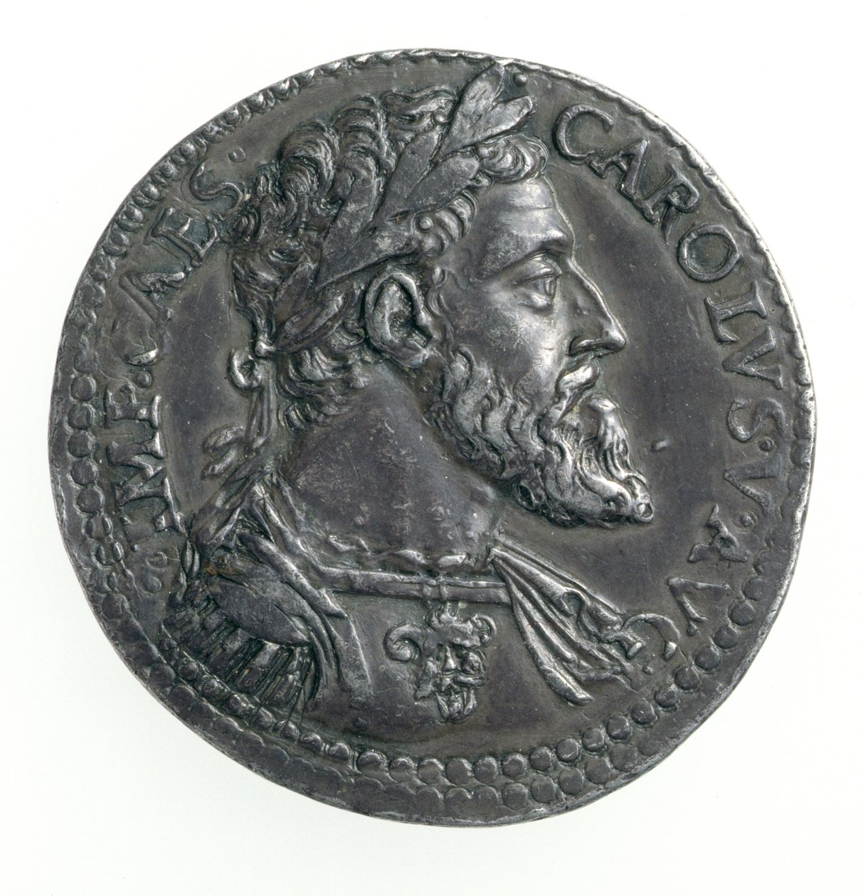 Testone av Charles V (1500-58) hertug av Milano, gravert av Dye, 1535-56 (forside) (sølv) (for bakside se 168055) av Leone Leoni