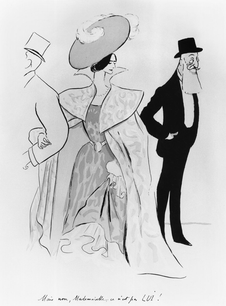 Karikatur av Leopold II (1835-1909) og Cleo de Merode (1873-1966) av Leonetto Cappiello