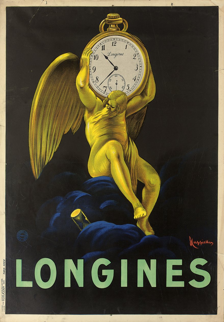 Reklameplakat for de sveitsiske urmakerne Longines, 1922 av Leonetto Cappiello
