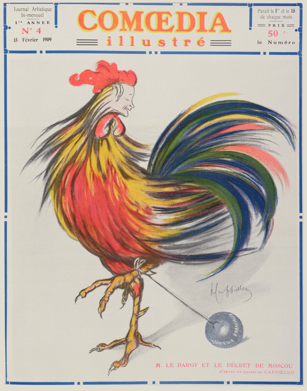 Forside av Comoedia Illustre, 15. februar, 1909 av Leonetto Cappiello