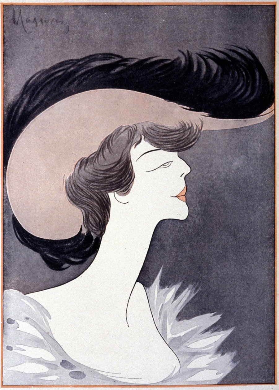 Portrett av Mrs. Longworth (Alice Roosevelt Longworth) (1884 - 1980), datter av Theodore Roosevelt. Tegneserie av Leonetto Cappiello. av Leonetto Cappiello