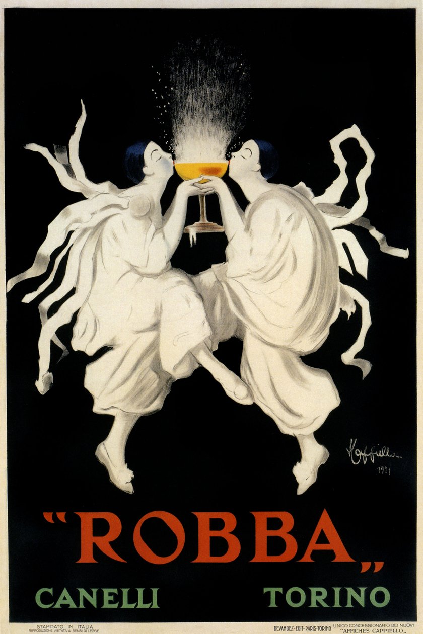 Plakatreklame for Spumante Robba Canelli, Torino, Italia, 1921 av Leonetto Cappiello