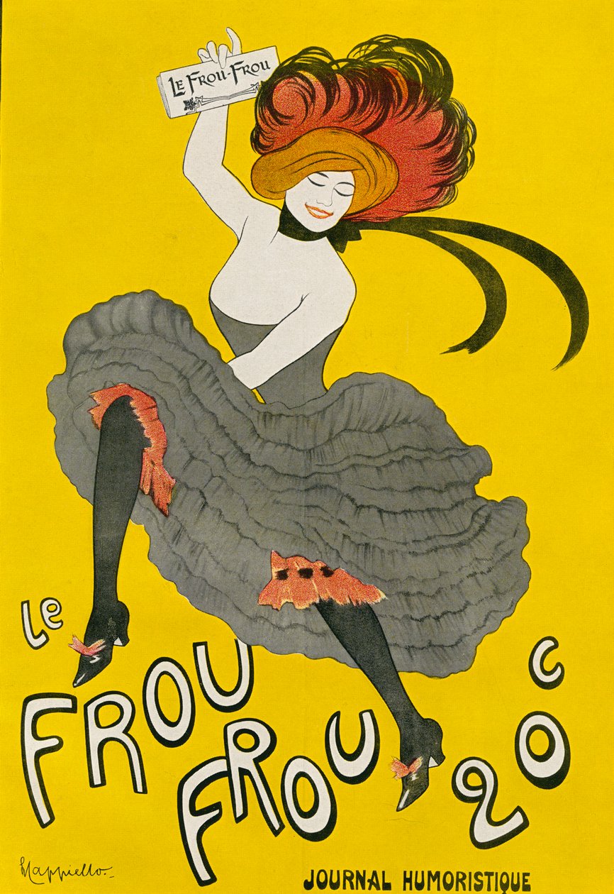 Plakat for den humoristiske avisen 'Le Frou Frou', etter Leonetto Capiello. Fra illustrert moralhistorie fra middelalderen til i dag av Eduard Fuchs, utgitt 1909. av Leonetto Cappiello