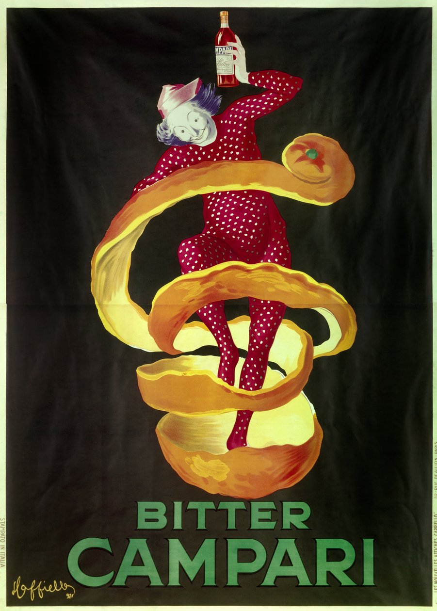Plakat for aperitiff Bitter Campari. Illustrasjon av Leonetto Cappiello (1875-1942) 1921 Paris, dekorativ kunst av Leonetto Cappiello