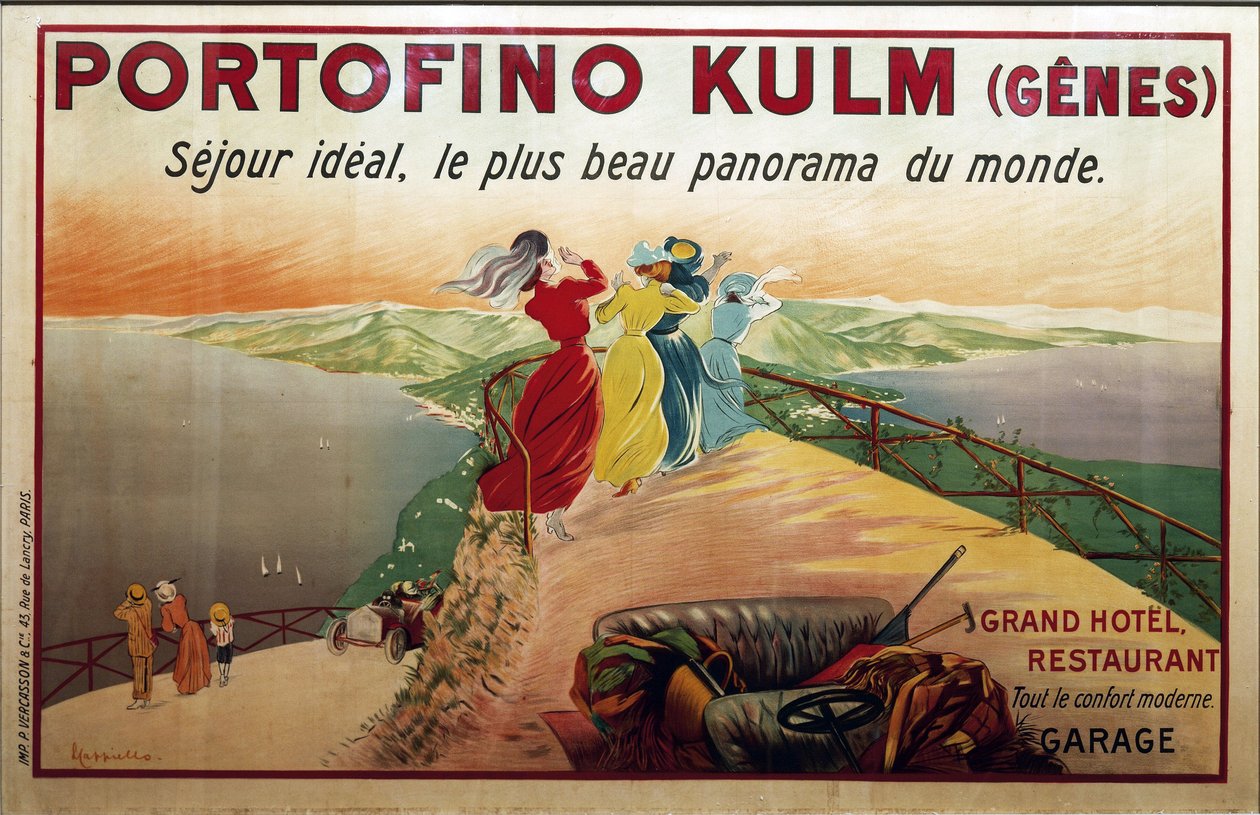 Plakater, 1900-tallet. Annonse for Portofino hotell. Portofino Kulm (gener) (plakat) av Leonetto Cappiello