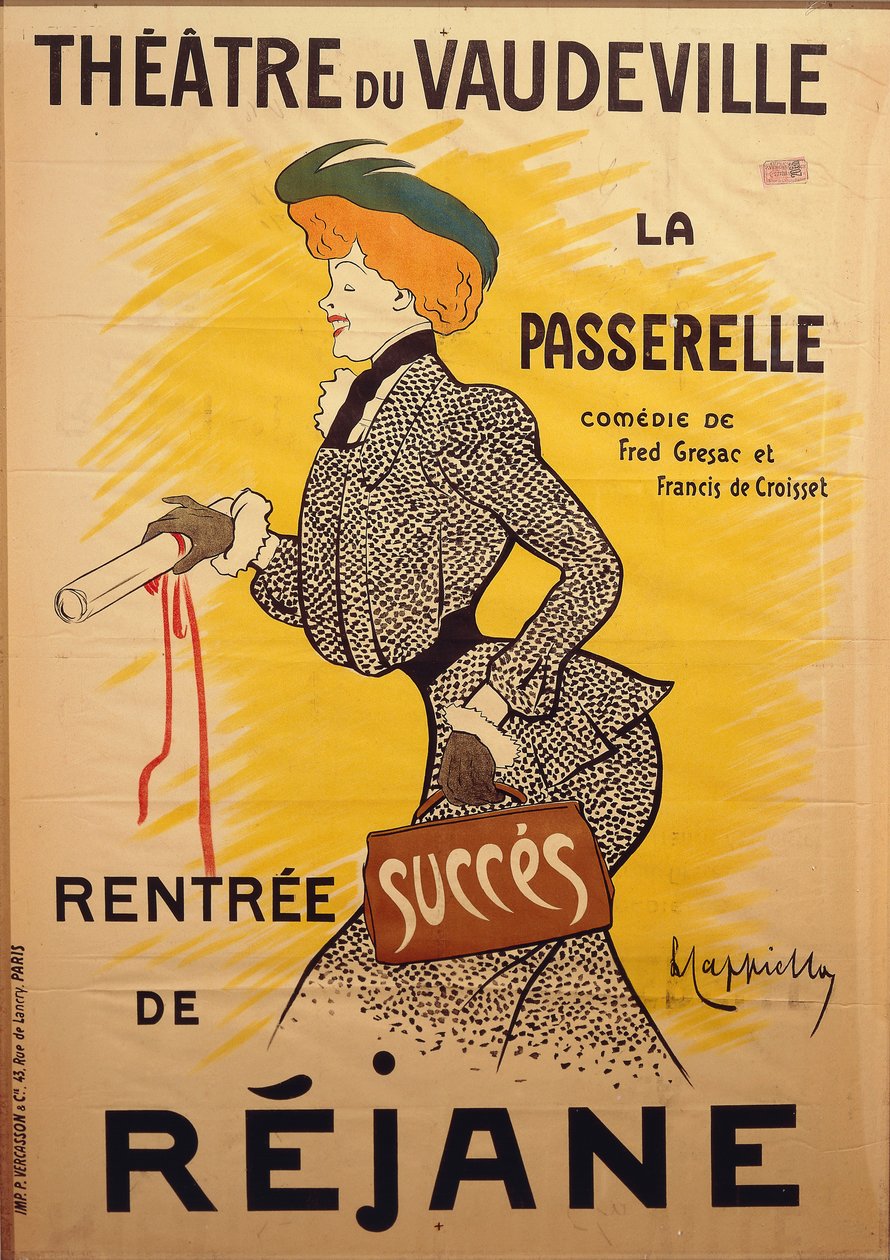 Theatre du Vaudeville: La Passerelle, av Leonetto Cappiello (1875-1942), illustrasjon av Leonetto Cappiello