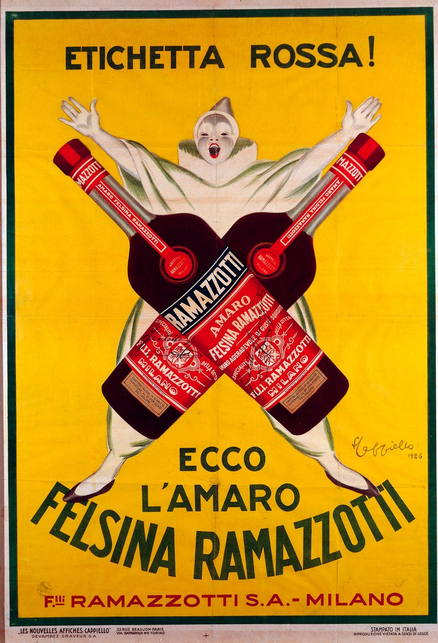 plakat for drinken Amaro (Amer) felsina Ramazzotti av Leonetto Cappiello