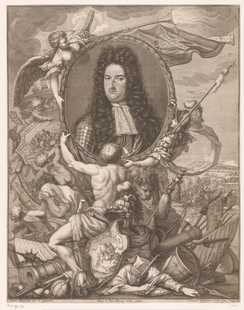 Portrett av Eugenius av Savoy båret av allegoriske skikkelser av Leonhard Heckenauer