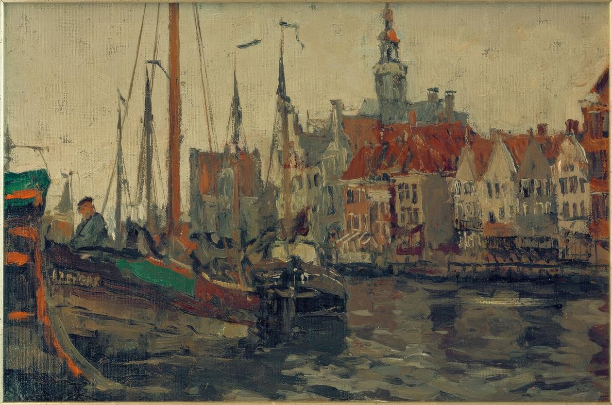 Fischewer i havnen i Emden av Leonhard Sandrock