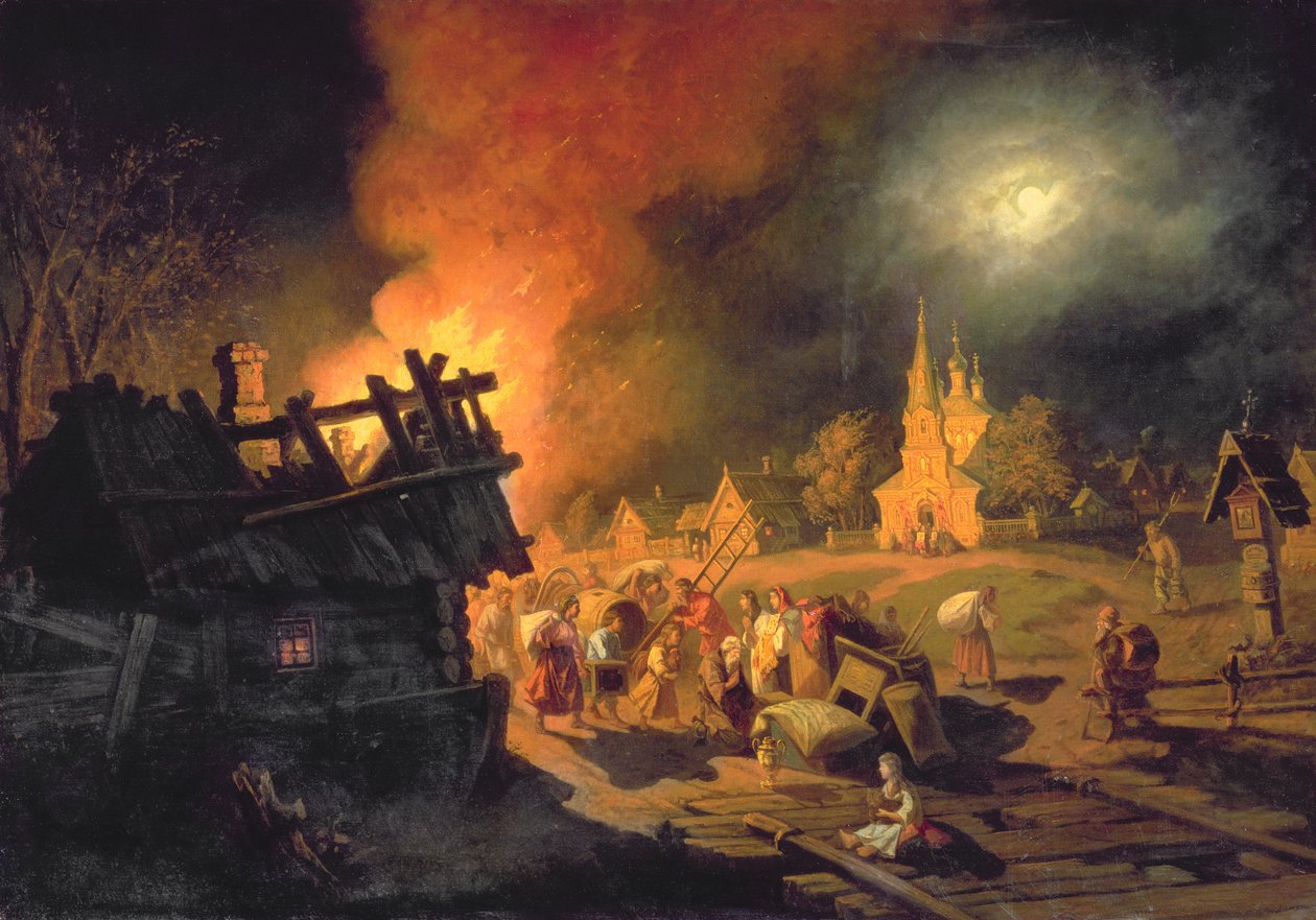 Brann i landsbyen av Leonid Ivanovich Solomatkin