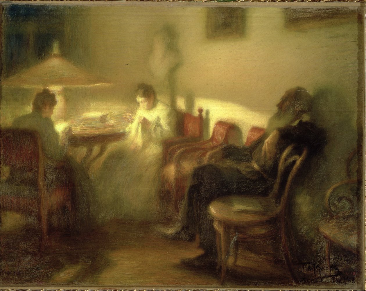 Forfatteren Lev Nikolaevich Tolstoy (1828-1910) med sin familie på Yasnaya Polyana, 1902 (pastell på papir) av Leonid Osipovic Pasternak