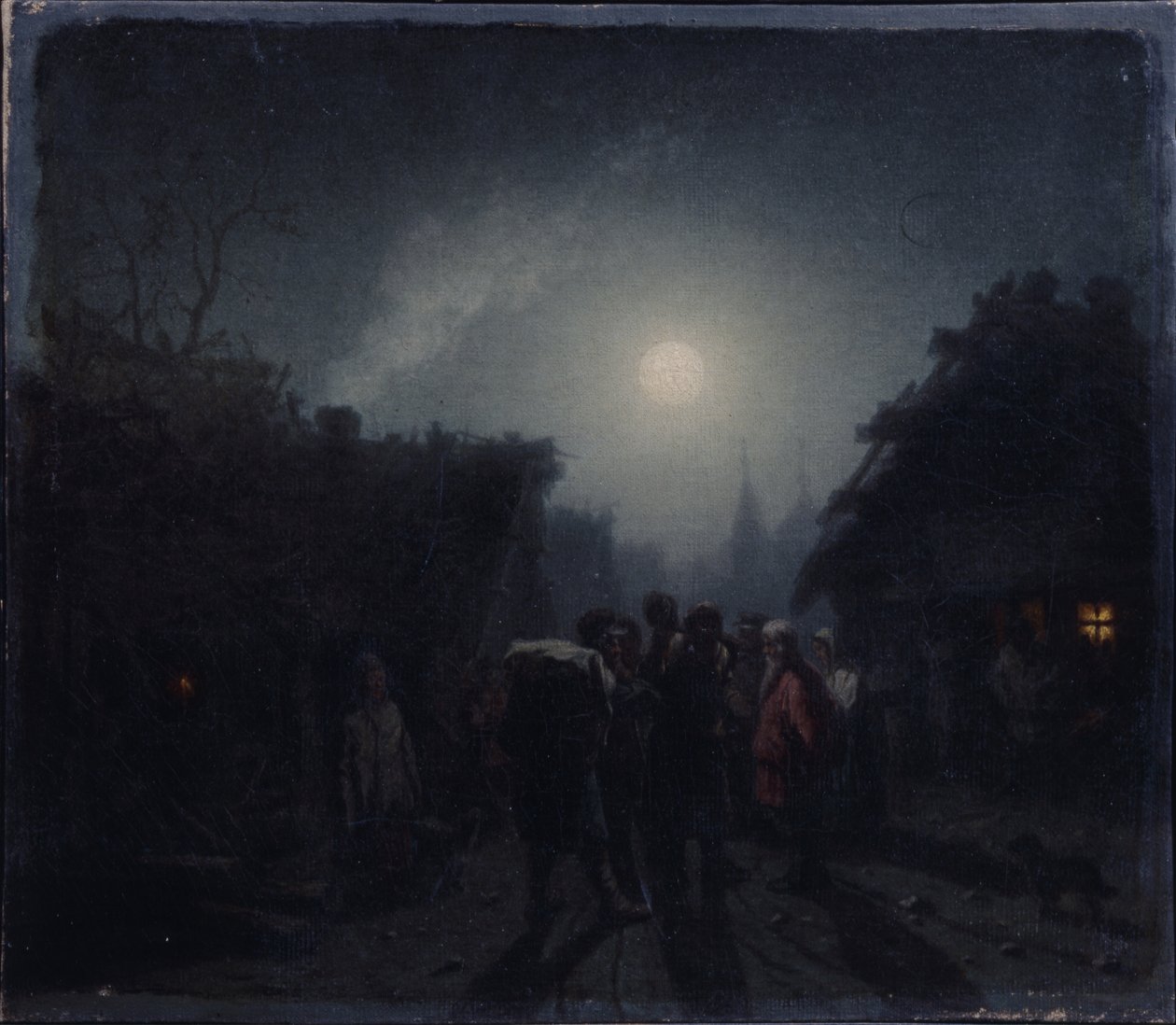 Før en taverna. Nattscene, 1860-1870-tallet av Leonid Ivanovich Solomatkin