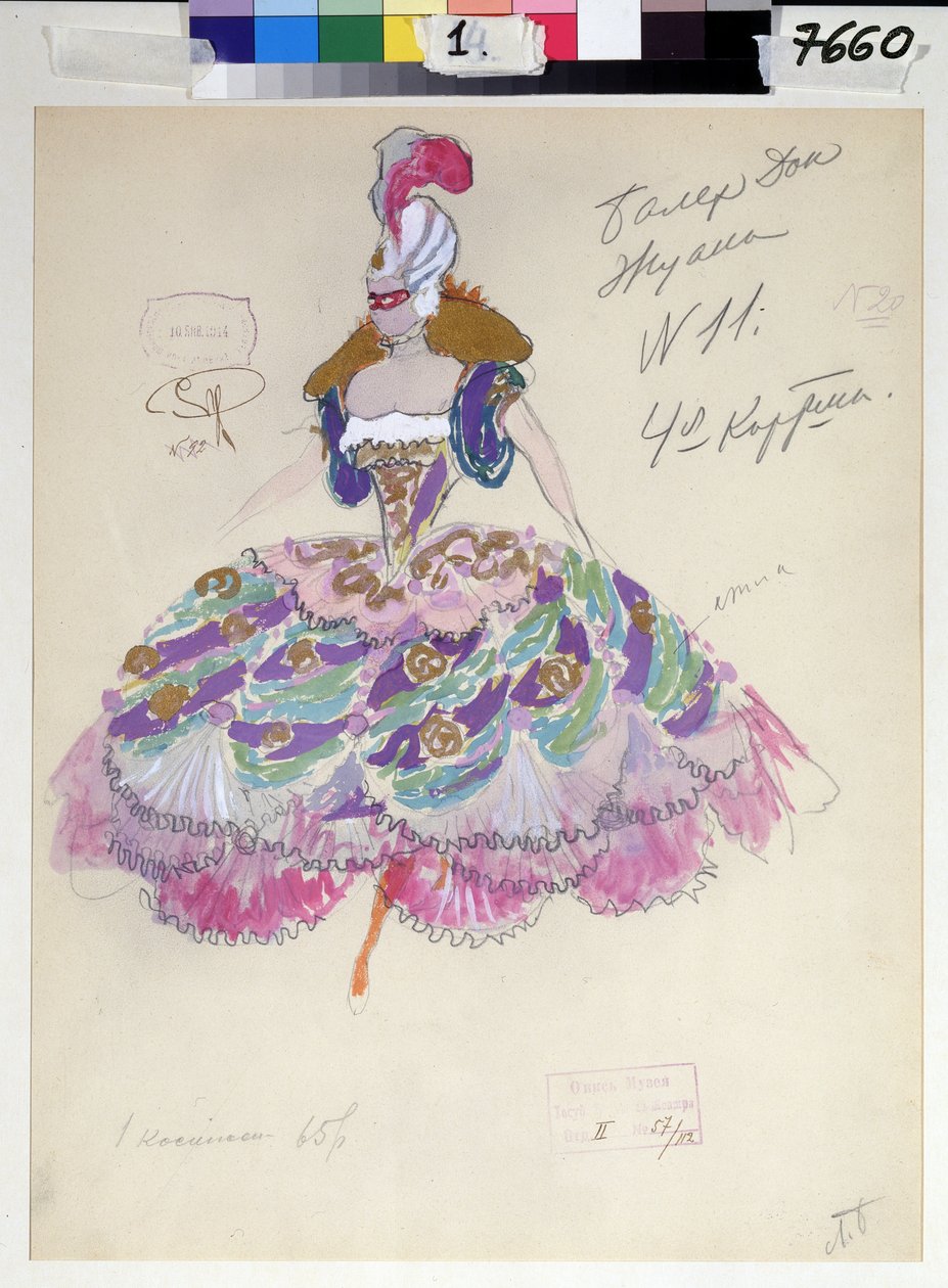 Kostymedesign for "Don Giovanni" av Wolfgang Amadeus Mozart, 1914 av Leonid Mihhaylovich Brailovsky