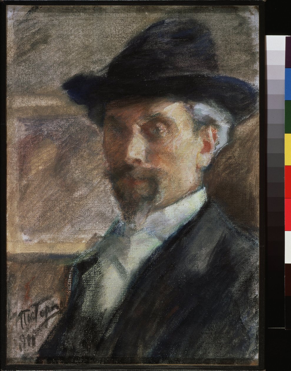 Selvportrett. Verk av Leonid Osipovich Pasternak (1862-1945), pastell på papir av Leonid Osipovic Pasternak