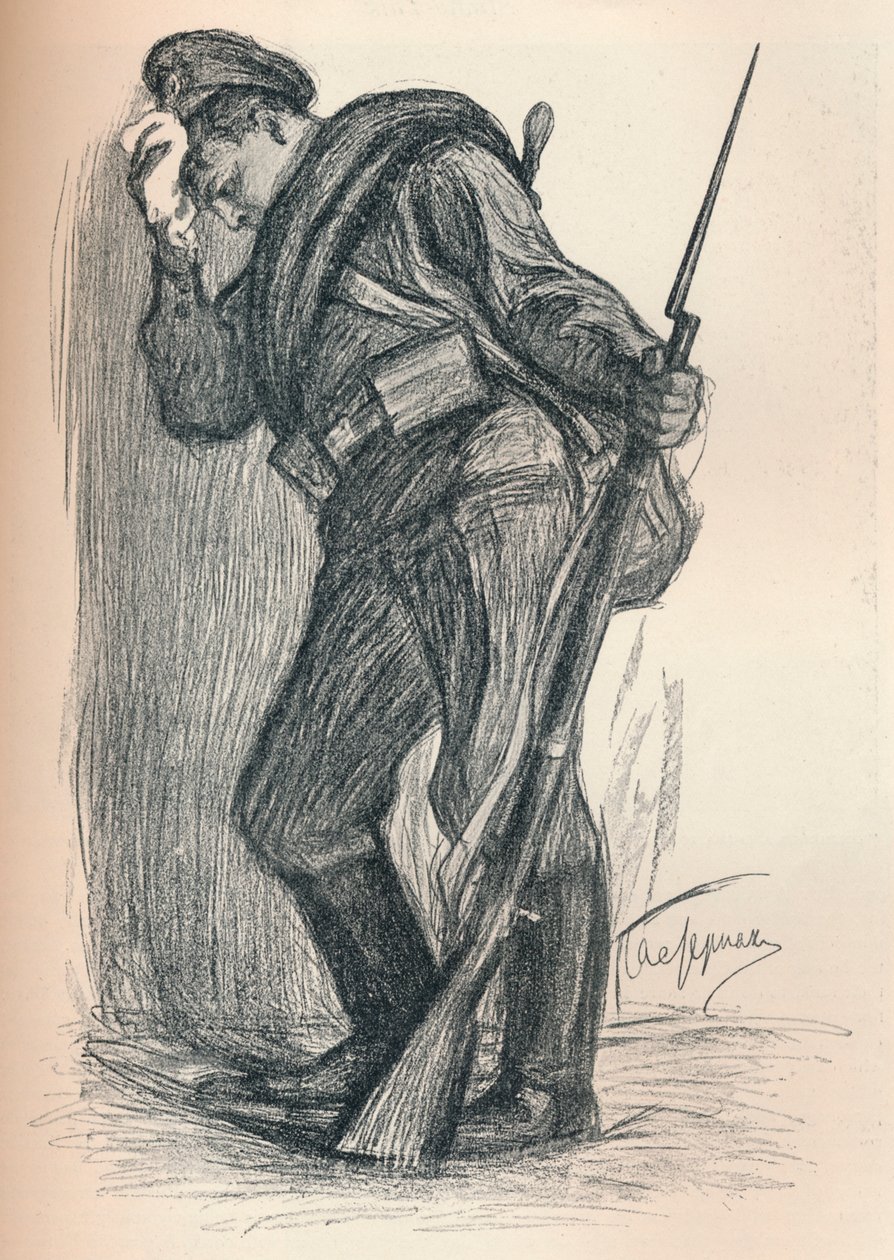 Tegning for et krigsfond-plakat, c1914 av Leonid Osipovic Pasternak
