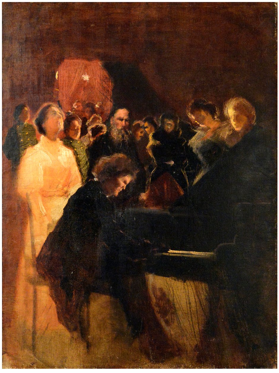 Leo Tolstoy på konserten gitt av Anton Rubinstein (1829-1894) par Pasternak, Leonid Osipovich (1862-1945). Pastell på papp, størrelse: 64x50 av Leonid Osipovic Pasternak
