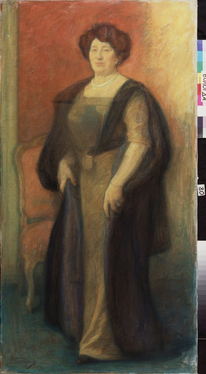 Portrett av Anna Vysotskaya (?). Verk av Leonid Osipovich Pasternak (1862-1945), pastell på papp av Leonid Osipovic Pasternak