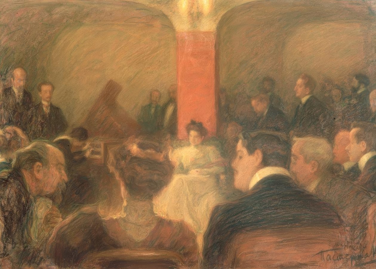 Konsert av cembalisten Wanda Alexandra Landowska (1879–1959) av Leonid Osipovic Pasternak