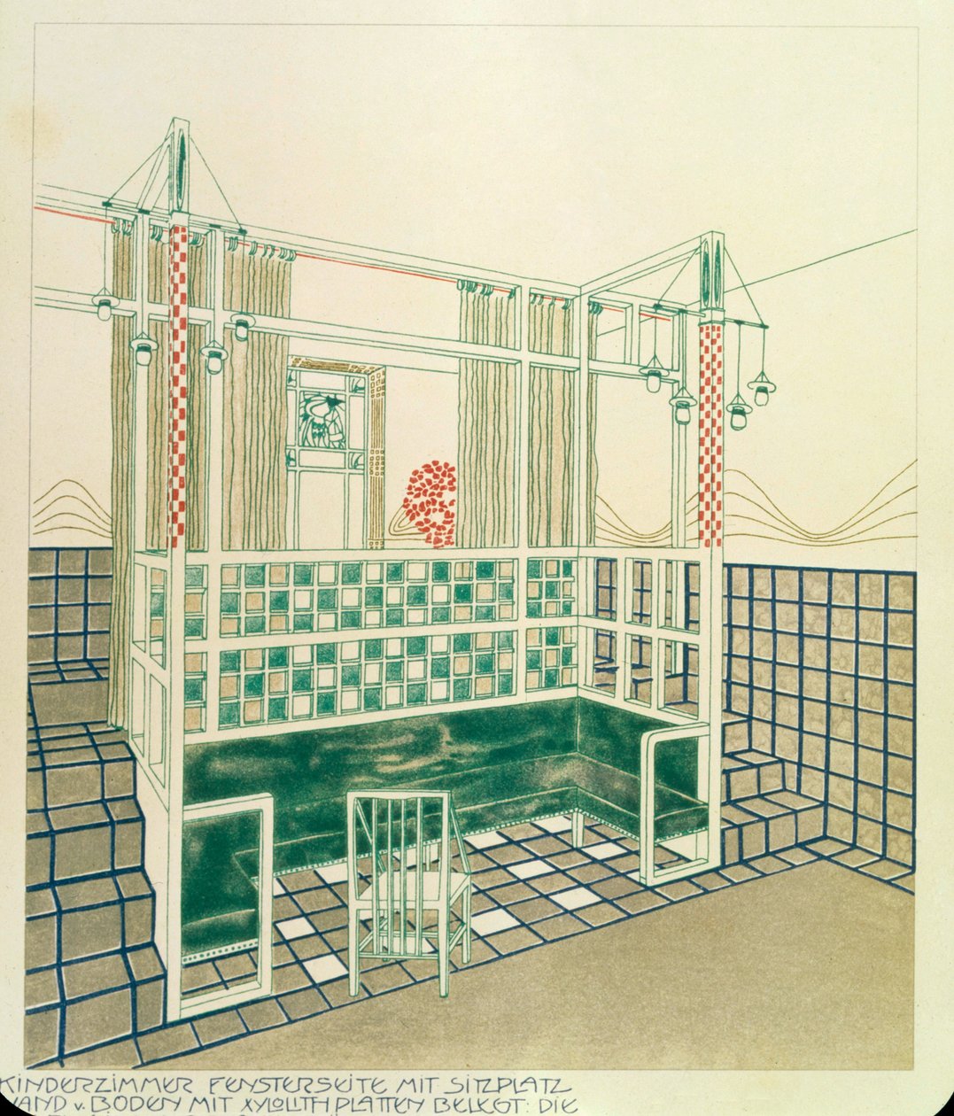 Barnerom med helt vaskbare overflater, Bauer, Leoppold (1872-1953). utgitt av Alexander Koch i Darmstadt, 1902 av Leopold Bauer