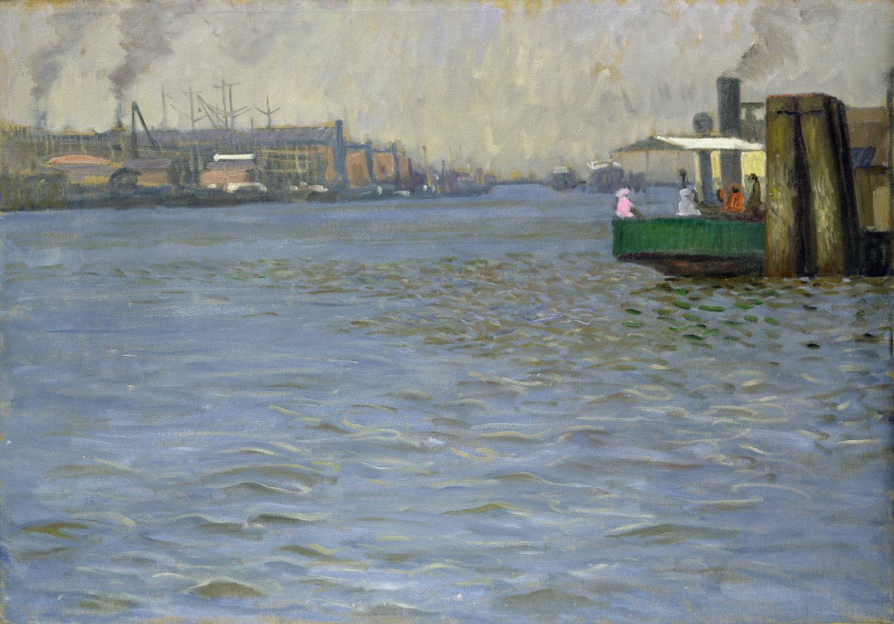 Søndagsatmosfære på Elben, St. Paul Landing Bridge, 1901 (se også 192003) av Leopold Karl Walter von Kalckreuth