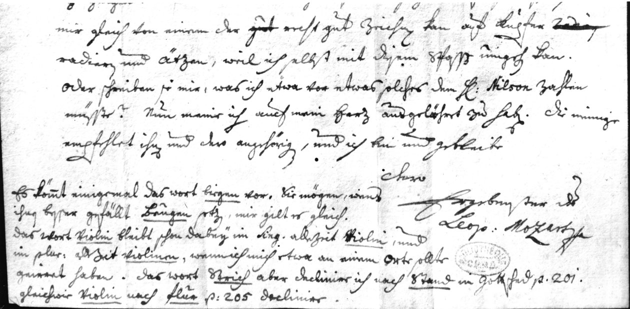 Brev fra Leopold Mozart (1719-87), 7. juli 1755 av Leopold Mozart