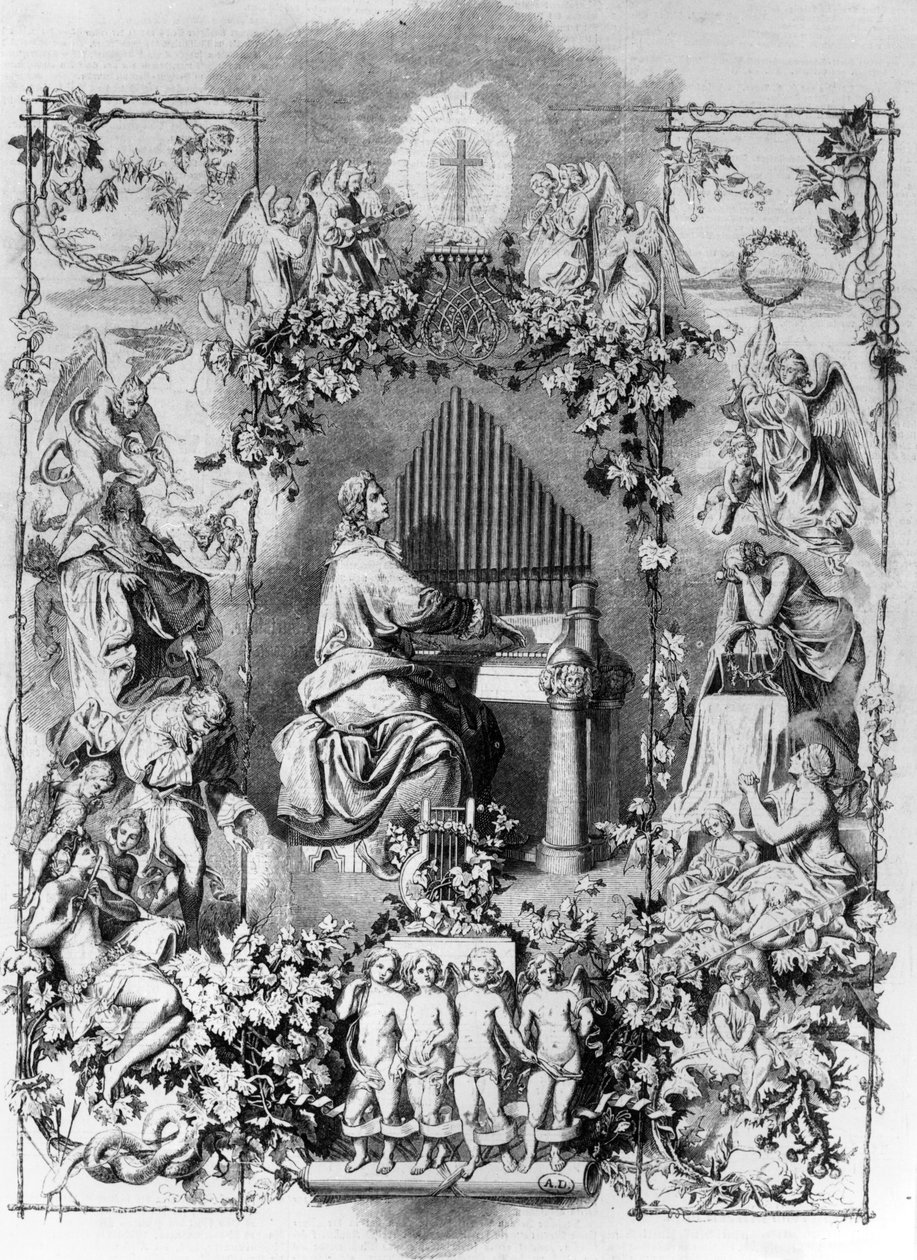 Apotheosis of Mozart, gravert av Carl Joseph Geiger, 1857 av Leopold Schmidt