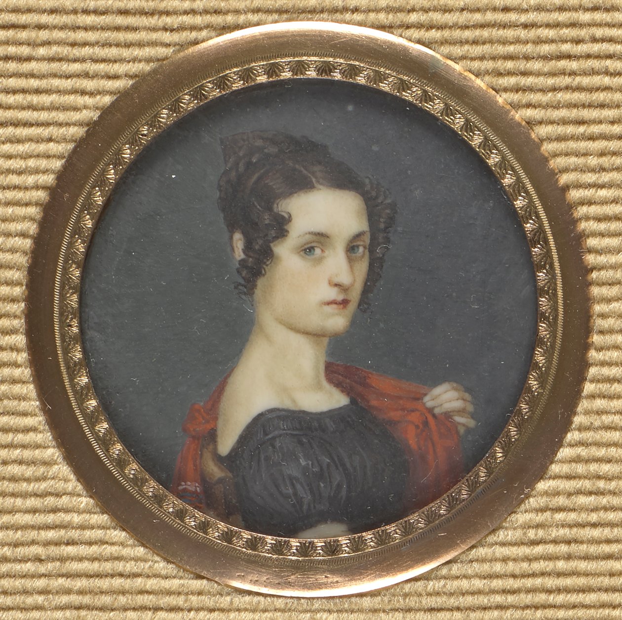 Portrett av en dame i mørk kjole av Leopold Blonder