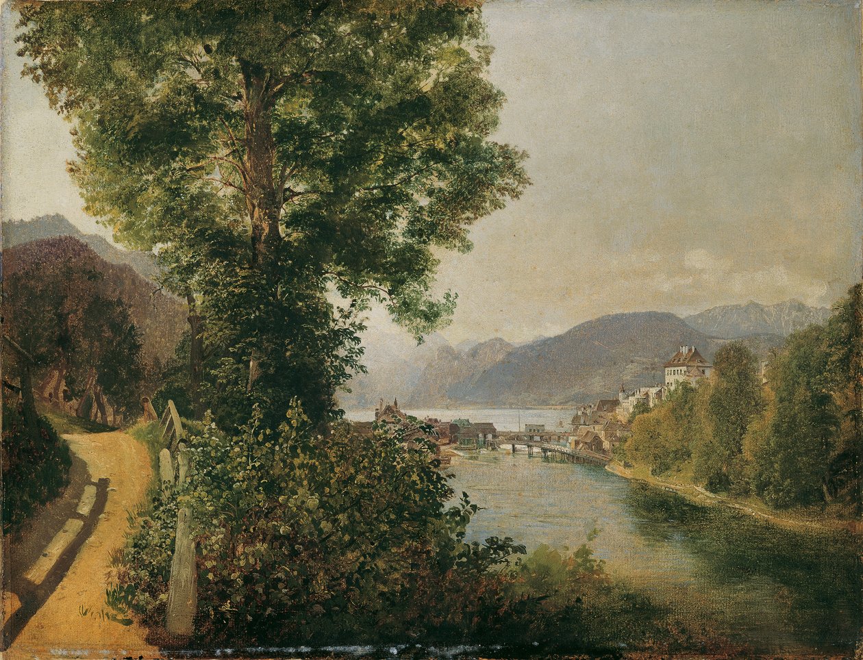 Utsikt over Traunsee fra Traun ved Gmunden av Leopold Blonder