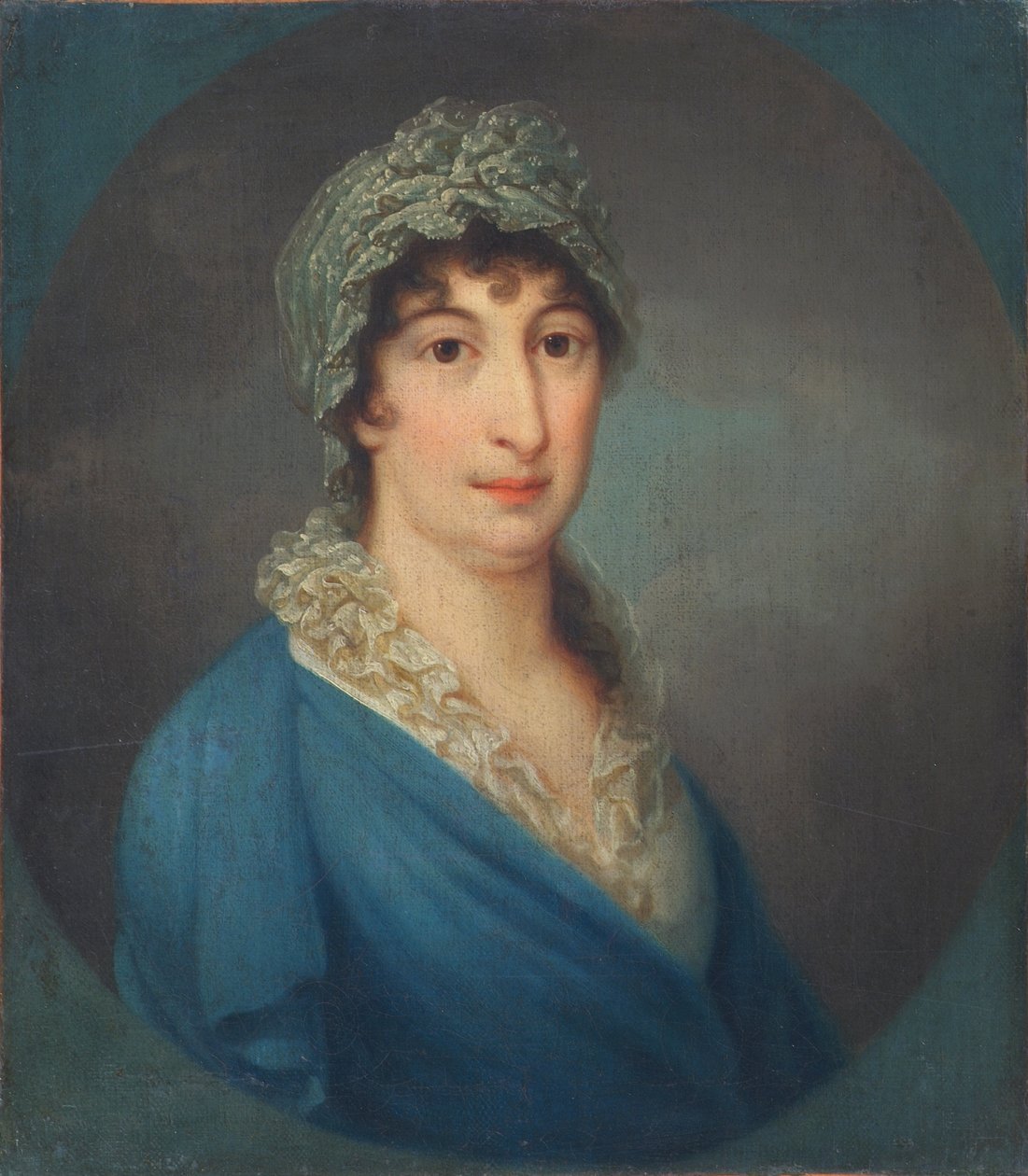 dame i blå kjole av Leopold Blonder