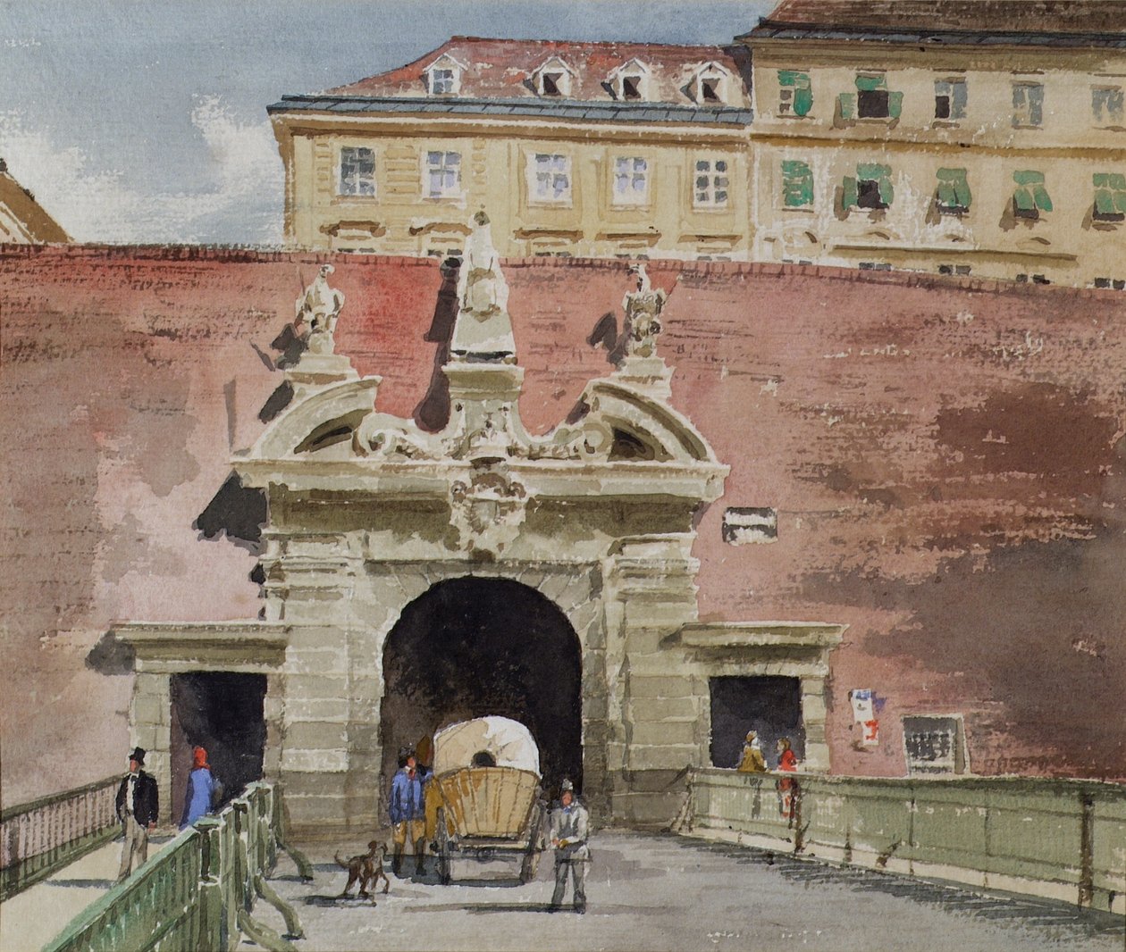 Den gamle Kärntnertor i Wien fra utsiden av Leopold Blonder