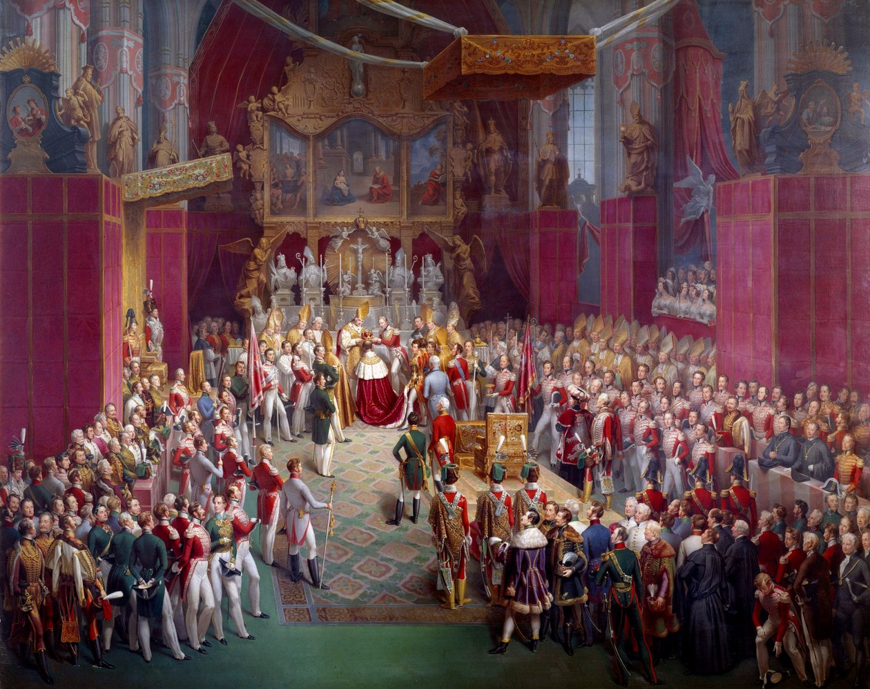 Kroningen av den østerrikske keiseren Ferdinand I (1793-1875), også konge av Böhme under navnet Ferdinand V i Cathedrale Saint Guy of Prague Maleri av Leopold Bucher (1797- etter 1858) 1836 Praha, Nasjonalgalleriet - Keiser Ferdinand I av Aus av Leopold Bucher