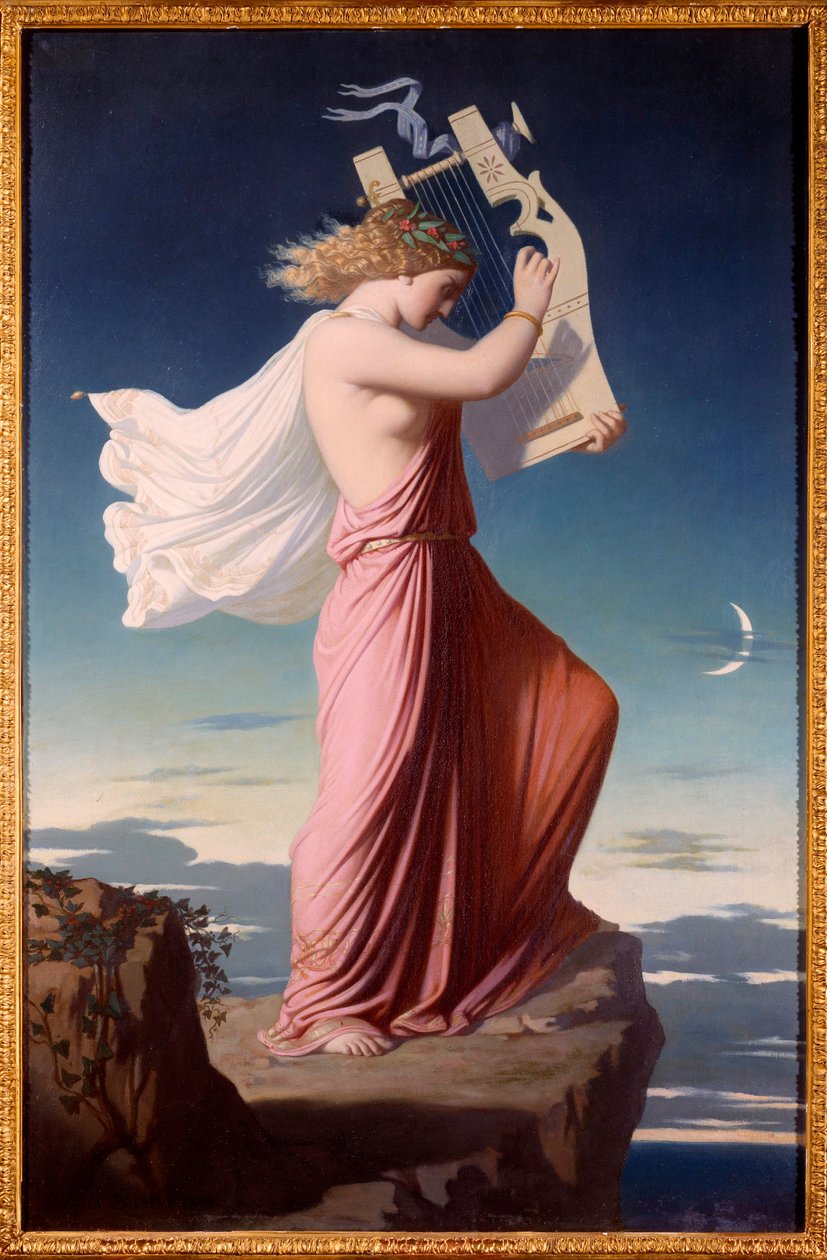 Portrett av den greske poeten Sapho (Sappho) som spiller lyren Maleri av Leopold Burthe (1823-1860) 1849 Søn. 1,06x0,69 m Carcassonne, Musee des Beaux Arts av Leopold Burthe