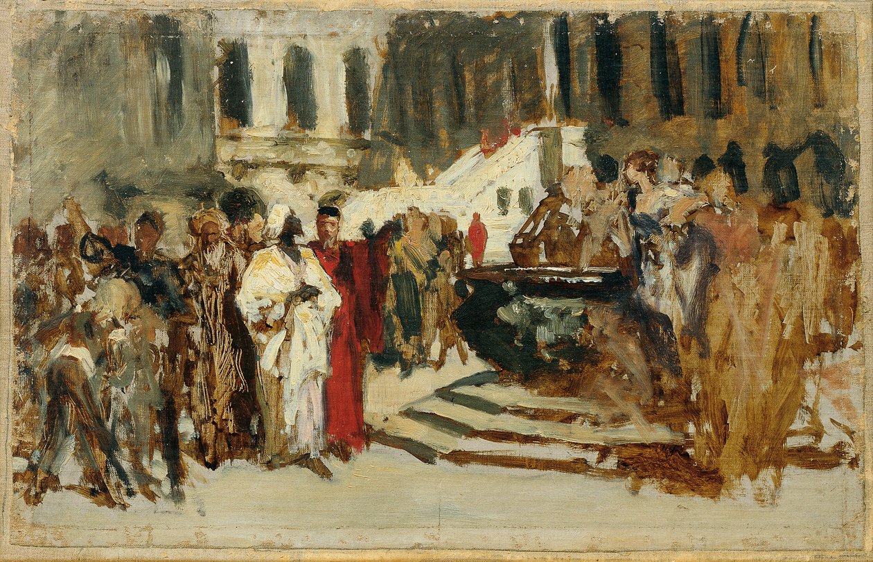 Skisse til maleriet "Arabiske kjøpmenn i Venezia" av Leopold Carl Muller