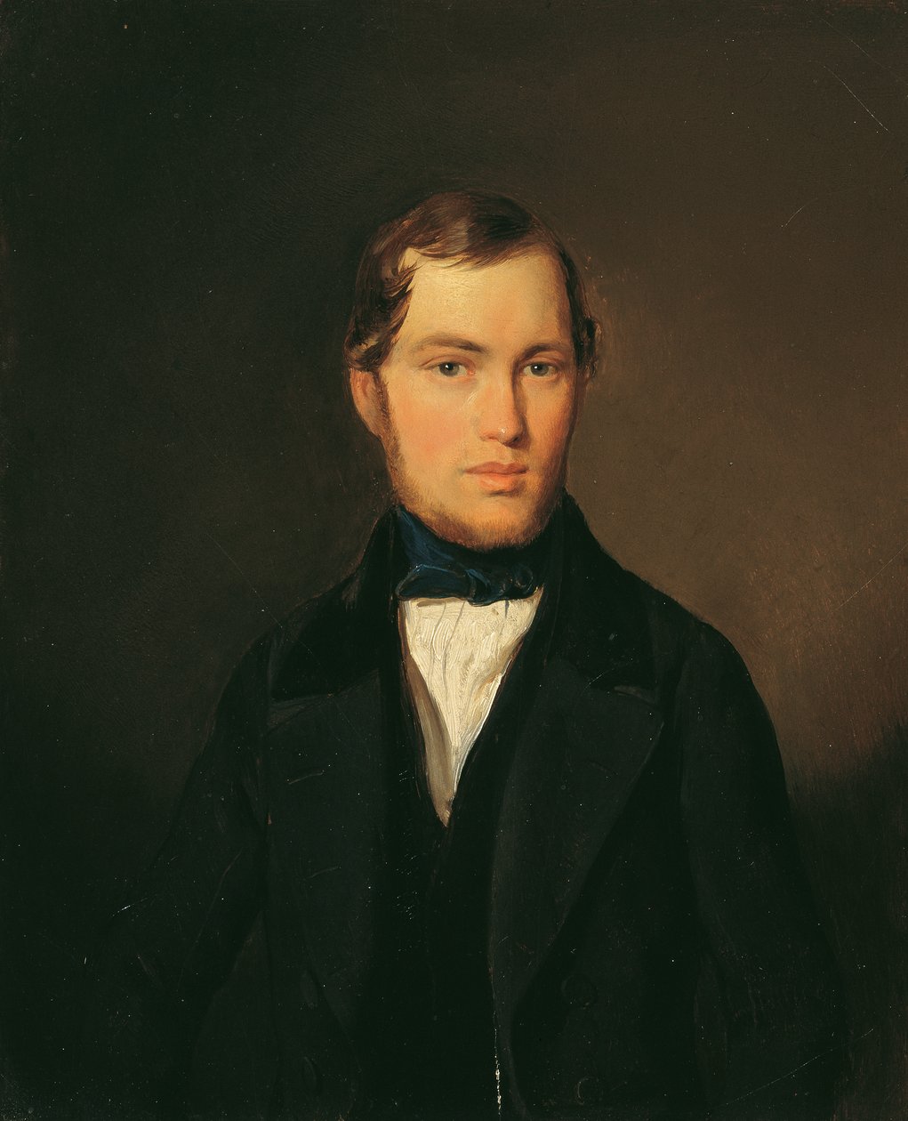 Ung mann med blått slips av Leopold Fertbauer