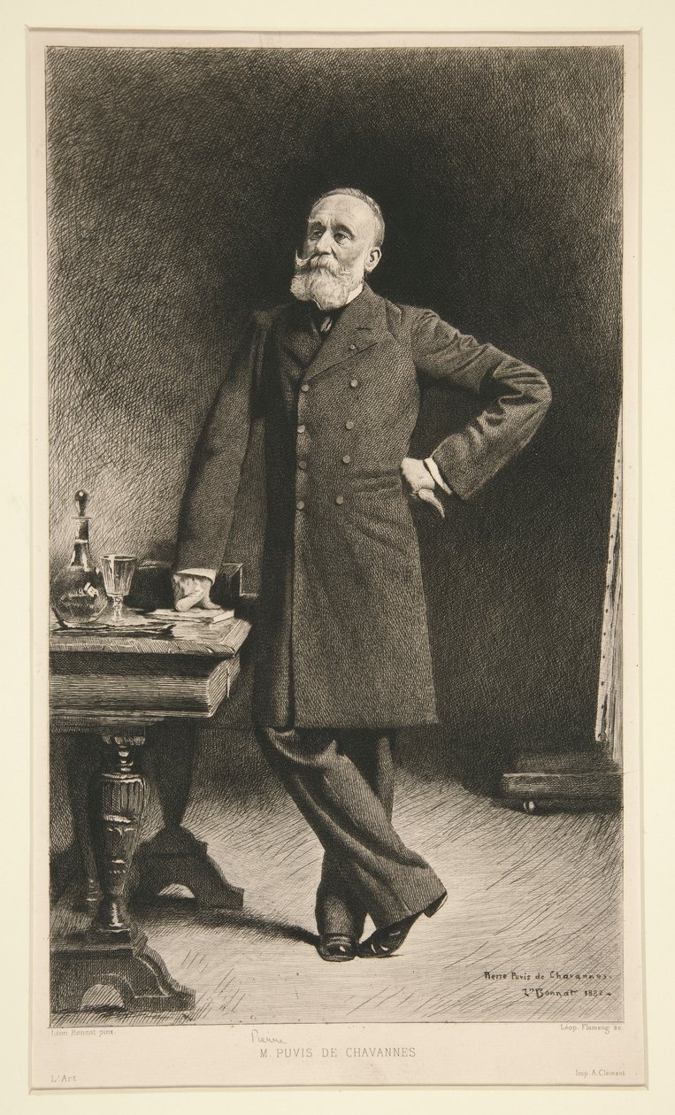 Portrett av Pierre Puvis de Chavannes av Leopold Flameng