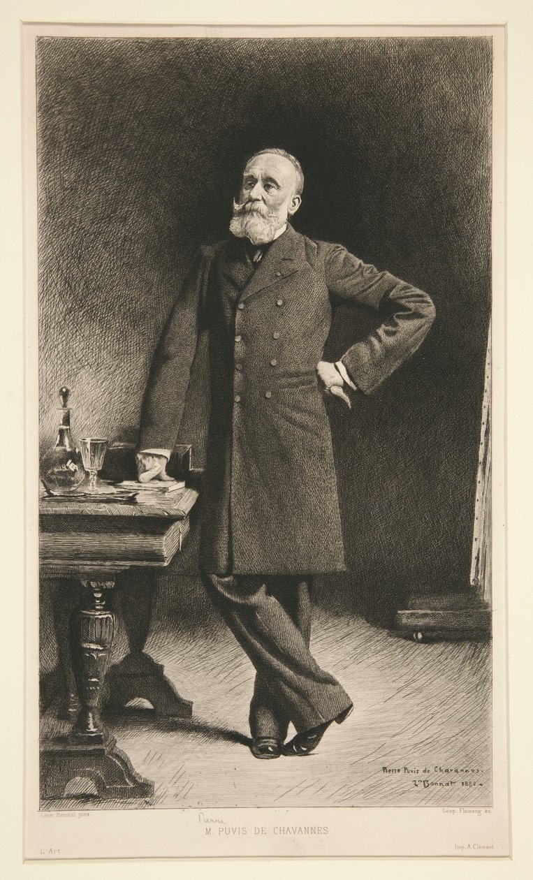 Portrett av Pierre Puvis de Chavannes av Leopold Flameng