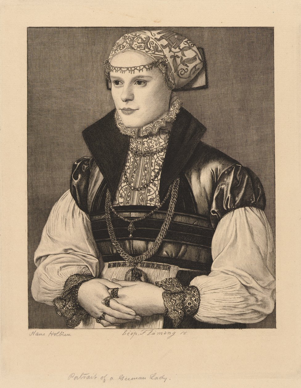 Portrett av en tysk dame av Leopold Flameng