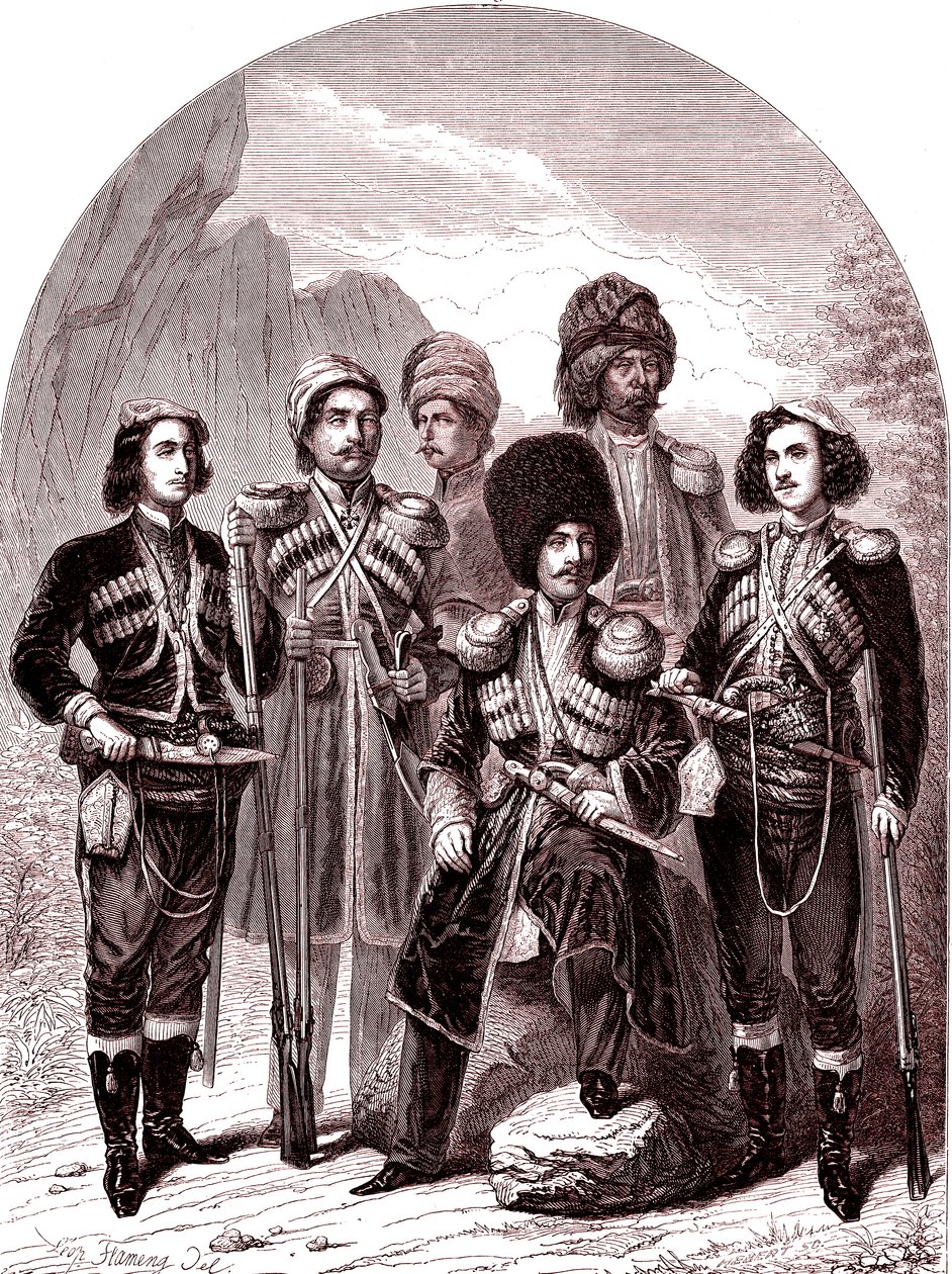 Transkaukasen og Georgia.Russland i 1865. (Gravering) av Leopold Flameng