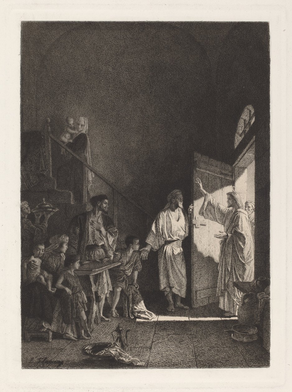 En scene fra Det nye testamente av Leopold Flameng, after Alexandre Bida