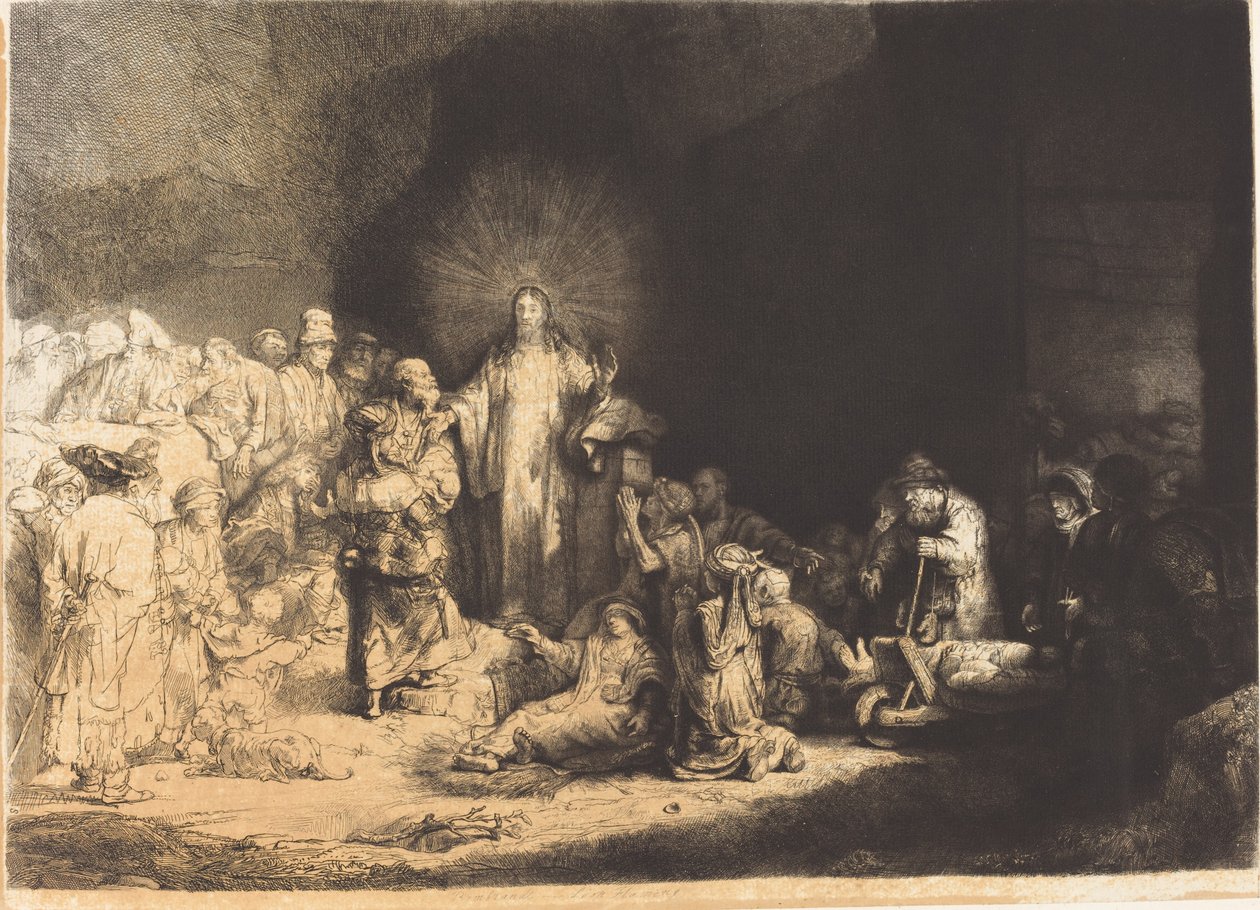 Christ Preaching (The Hundred Guilder Print) av Leopold Flameng after Rembrandt van Rijn