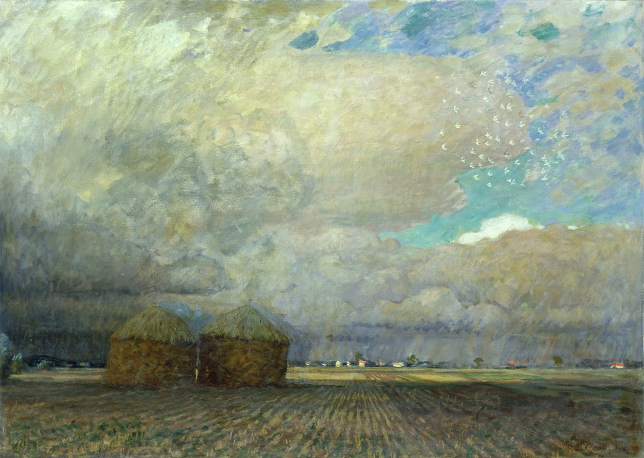 Landskap med hytter, 1900 av Leopold Karl Walter von Kalckreuth