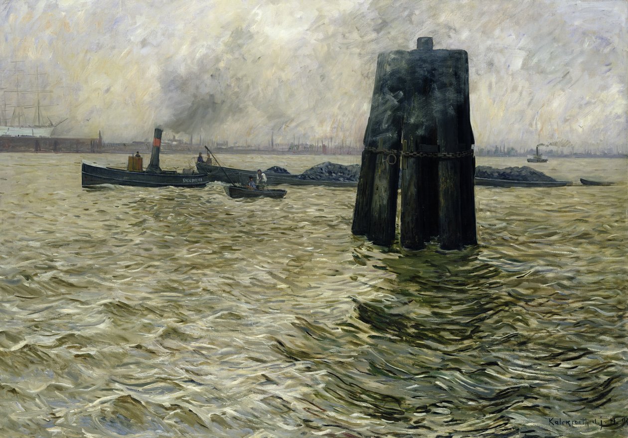 Hamburg havn, 1894 av Leopold Karl Walter von Kalckreuth