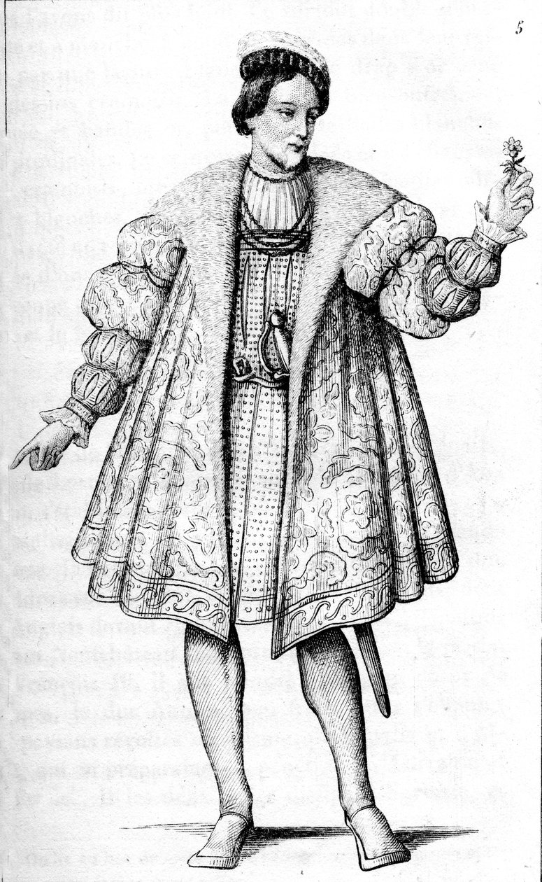 Henri D#39;Albret, konge av Navarre, fransk vintage klær XVI århundre Henri rike II, konge av Frankrike av Leopold Massard