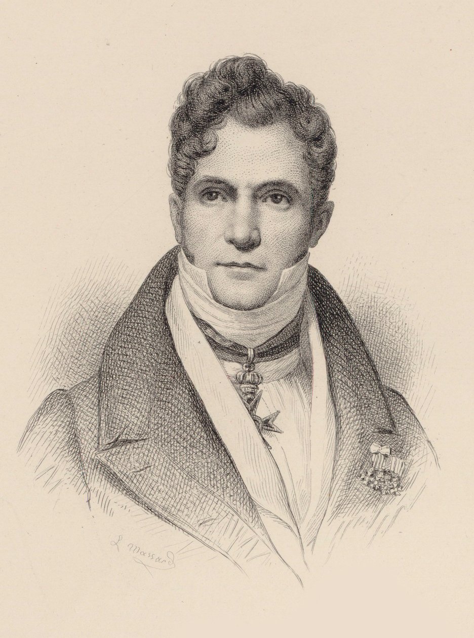 Portrett av dirigenten og komponisten Gaspare Spontini 1774-1851. av Leopold Massard