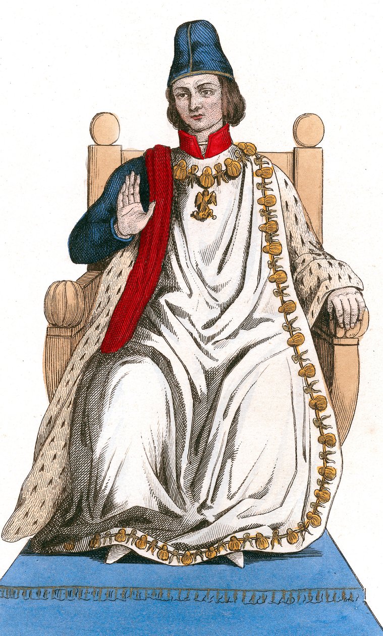 den franske kongen Ludvig XI iført Saint Michel-ordredrakt av Leopold Massard