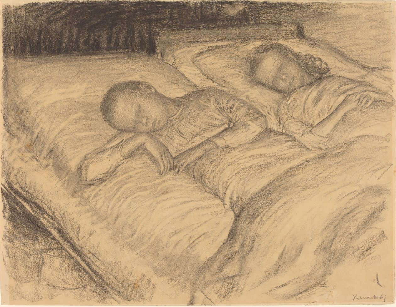 Kunstnerens barn Ulv og Anna sover av Leopold von Kalckreuth