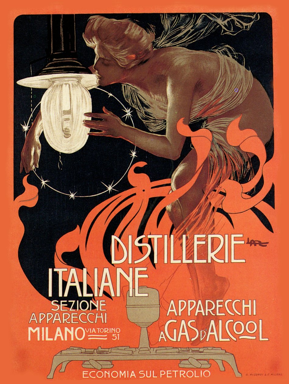 Italienske destillerier, 1890-tallet. av Leopoldo Metlicovitz