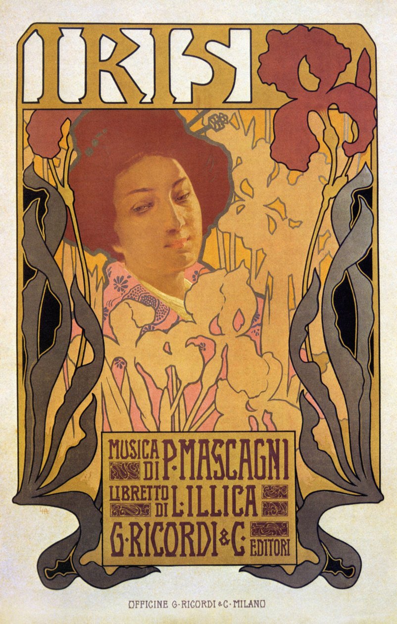 Iris, plakat for opera av Pietro Mascagni av Leopoldo Metlicovitz
